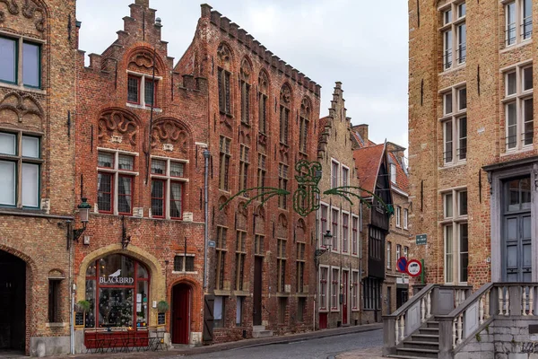 Brugge België December 2018 Oude Straat Van Brugge Met Traditionele — Stockfoto