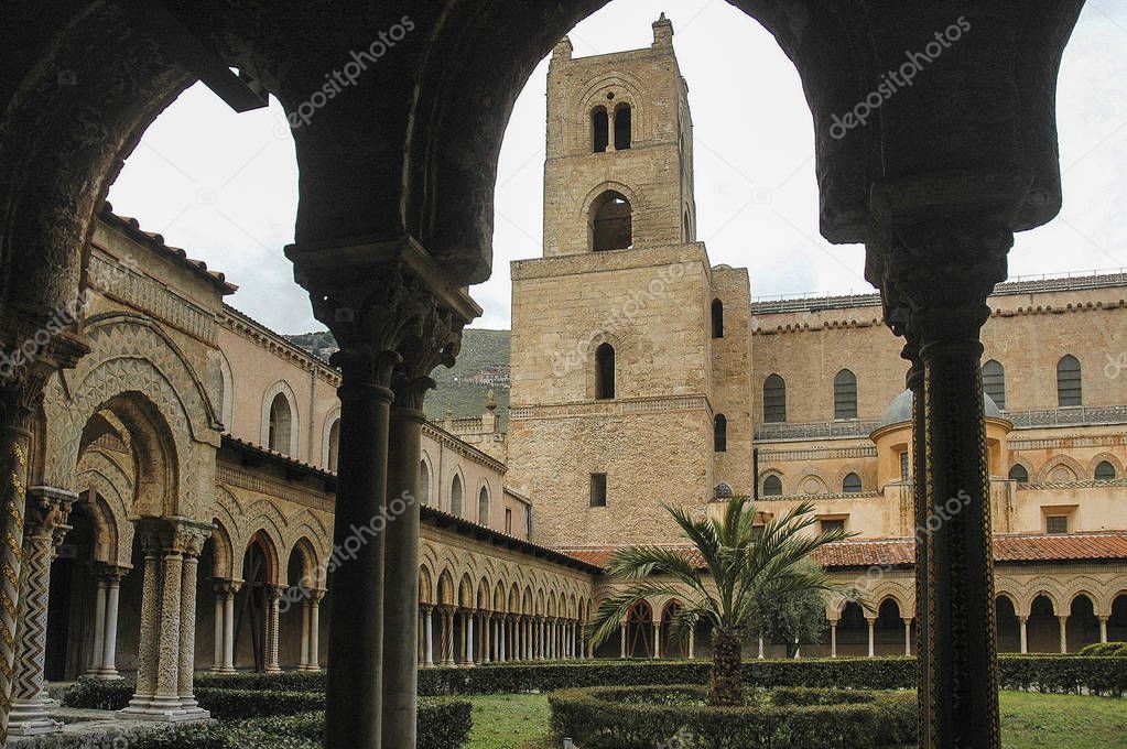 The renaissance cloister of the cathedral Santa Maria Nuova in Monreale near Palermo