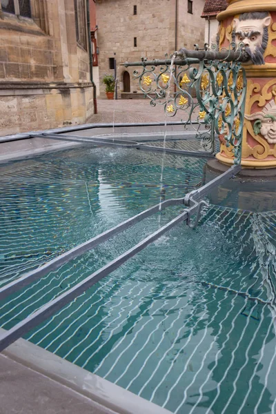 Blue Water Basin Historical Fountain Old Cathedral South Germany — Stock Photo, Image