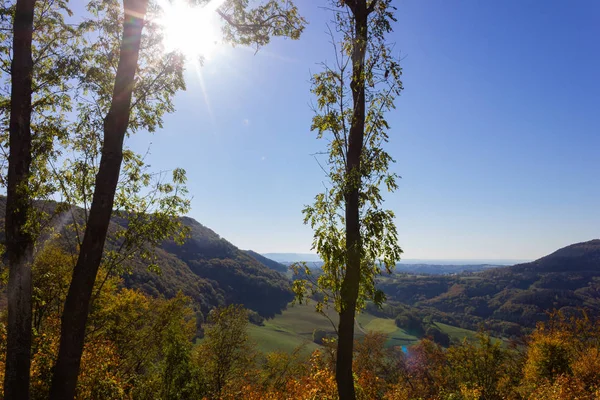 Krajina Hor Barevné Stromy Les Jižní Německo Venkově Babí Léto — Stock fotografie