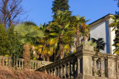 cepheler ve Botanik Bahçesi, verbania İtalya lago maggiore bir sıcak güneşli üzerinde ayrıntılarını ilkbahar sabah bina