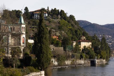 göl, bina ve manzara bahar