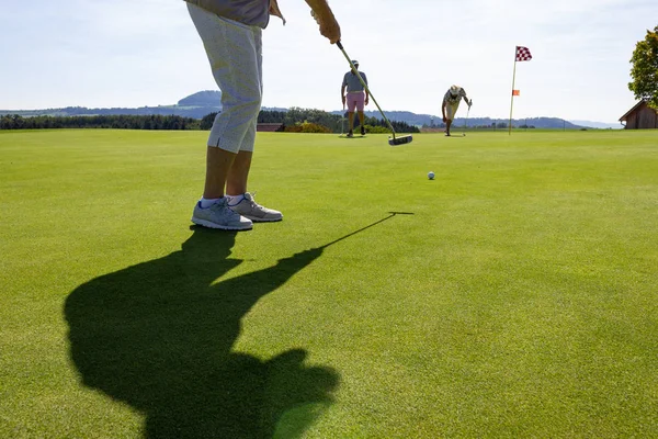 Jouer Golf Jour Été Pelouse Verte Dans Campagne Sud Allemande — Photo