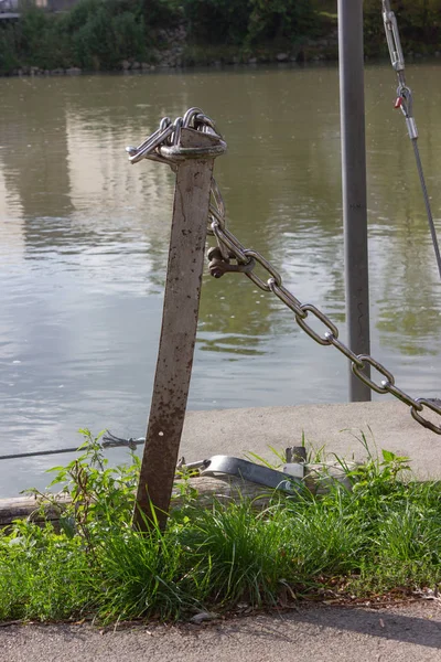 Zincir Güney Almanya Ulm Şehir Güneşli Riverside Kilit — Stok fotoğraf