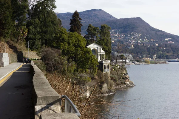 the lake, buildings and landscape in spring