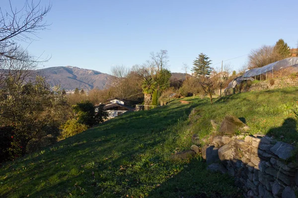 Piękny Widok Piemonckie Wiosek Jeziora Lago Maggiore — Zdjęcie stockowe