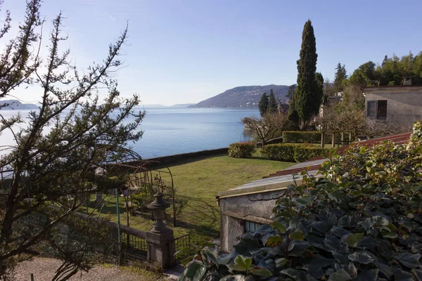 the lake, buildings and landscape in spring