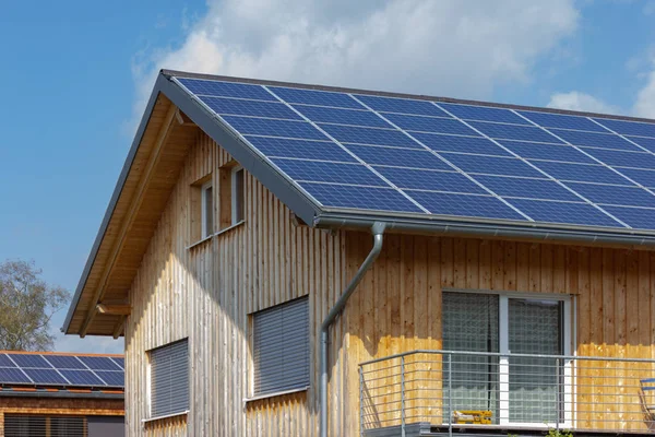 Panel Solar Fachadas Edificios Modernos Detalles Del Pueblo Campo Bavaria —  Fotos de Stock