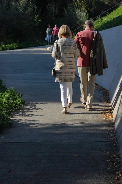 Senior Couple Walk Park Fall Evening South Germany — Stock Photo, Image