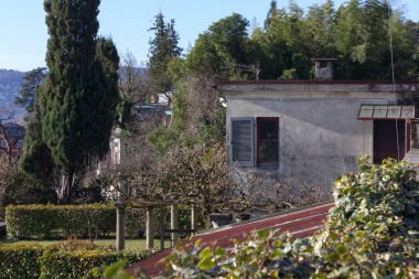 göl, bina ve manzara bahar