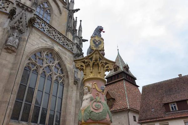 Fontaine Historique Ancienne Cathédrale Allemagne Sud — Photo