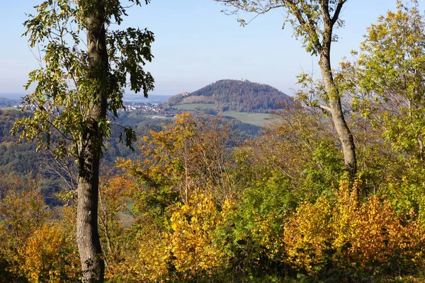 Brittsommar Landskap Berg Med Färgglada Träd Och Skog Södra Tyskland — Stockfoto