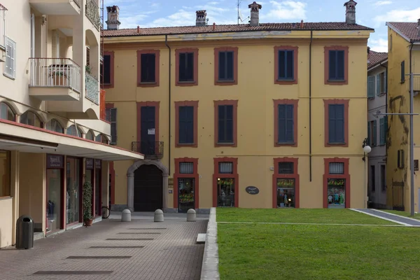 Bouwkundige Achtergrond Van Ticino Stad Aan Het Meer Lago Maggiore — Stockfoto