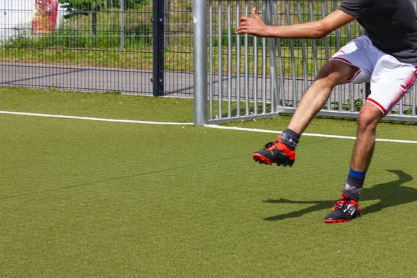 Amateur Voetbalspeler Zonnige Dag Zuid Duitsland — Stockfoto