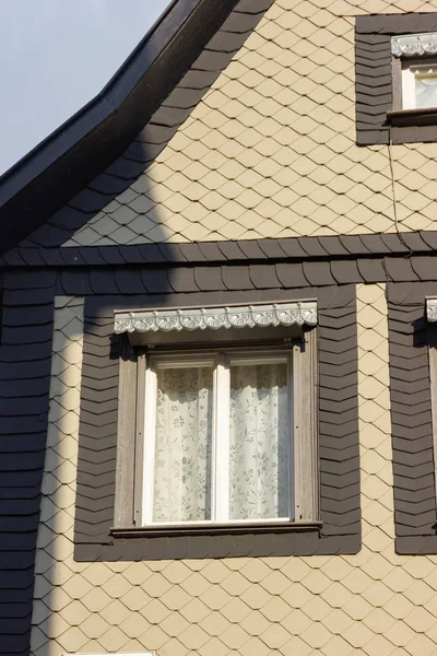 Фасадные Окна Крыши Зданий Южной Германии — стоковое фото