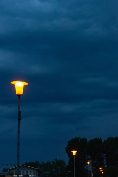 Ліндау Міську Гавань Боденське Озеро Бодензеє Південного Німецький Пізно Ввечері — стокове фото