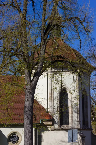 Gebäude Pferde Und Kapelle Mit Symbolen Des Ländlichen Lebens — Stockfoto