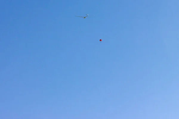 Glider Winch Start Blue Sky South Germany Autumn Sunny Afternoon — Stock Photo, Image