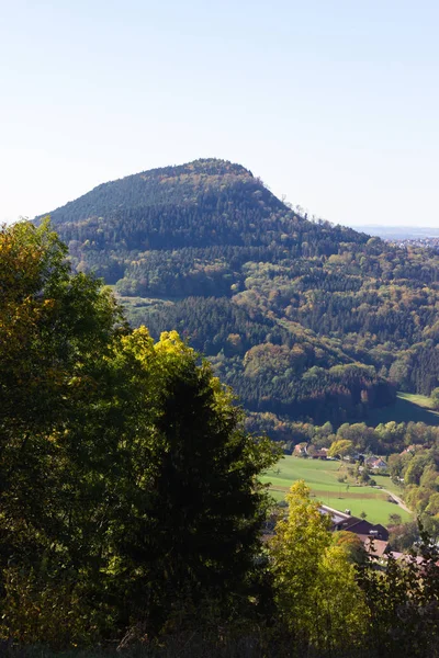Indiana Verão Paisagem Montanhas Com Árvores Coloridas Floresta Sul Alemanha — Fotografia de Stock