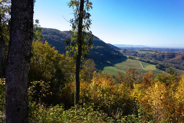 Verano Indio Paisaje Montañas Con Árboles Coloridos Bosque Sur Alemania —  Fotos de Stock