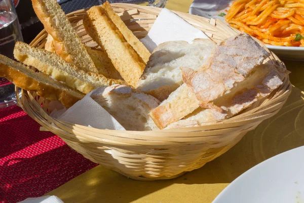 Delicious food in outdoor cafe in springtime at Lago Maggiore in Verbania, italy.