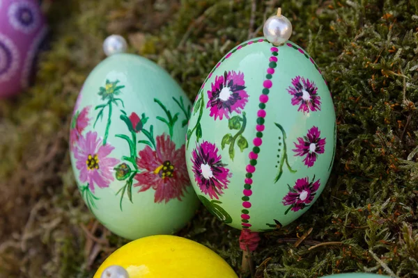 Eastern Eggs Handpainted Easter Fountain Marketplace Rural Countryside Village City — Stock Photo, Image