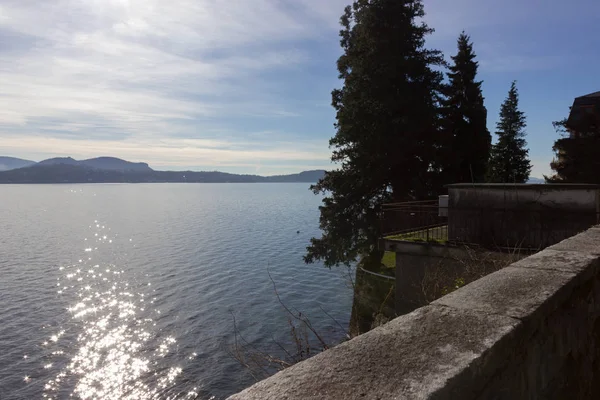 the lake, buildings and landscape in spring