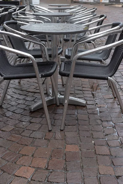 Detalles Café Aire Libre Día Lluvioso Sur Alemania — Foto de Stock