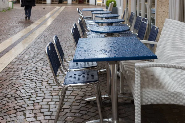 Подробности Кафе Открытом Воздухе Дождливый День Юге Германии — стоковое фото