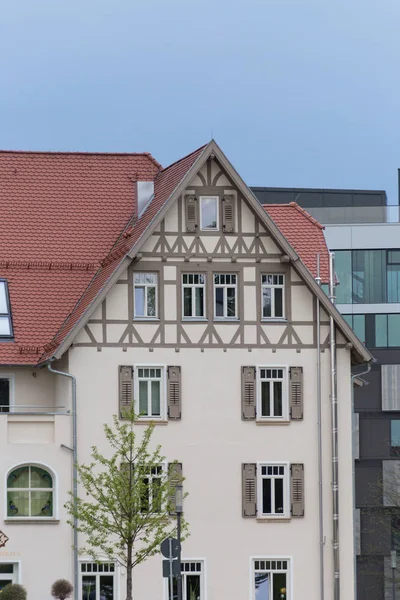 Una Ciudad Histórica Del Sur Alemania Fachadas Con Sus Ornamentos — Foto de Stock