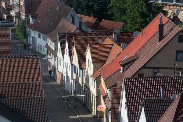 Einem Sonnigen Junitag Süddeutschland Der Nähe Des Zentrums Einer Historischen — Stockfoto