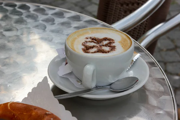 Olasz Cappuccino Csokoládé Alkotás Creme Kávé Fém Asztali Dél Német — Stock Fotó