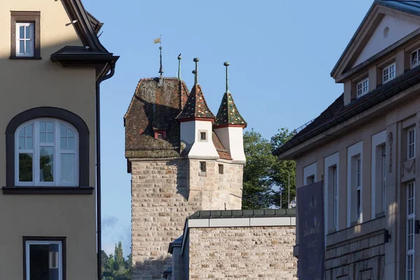Zabytkowe Miasto Południowych Niemczech Dachy Anteny Szczegółowe Architektura Budynków Kościołów — Zdjęcie stockowe
