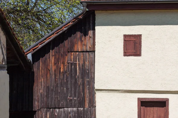 Primavera Nella Zona Rurale Della Germania Meridionale Recinzioni Prima Edifici — Foto Stock