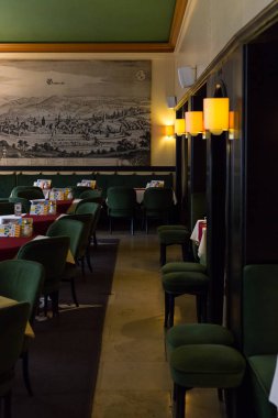 Brussels, Belçika - 16 Nisan 2016: rahat ve romantik kafe.