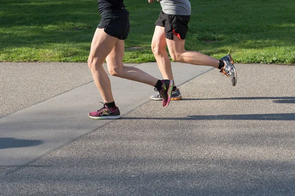 Mid Spring Bright Sunshine Makes Nice Look Running Tights Shoes — Stock Photo, Image