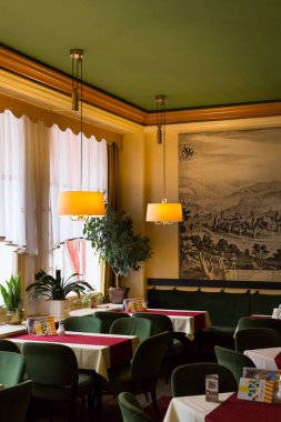 Brussels, Belçika - 16 Nisan 2016: rahat ve romantik kafe.