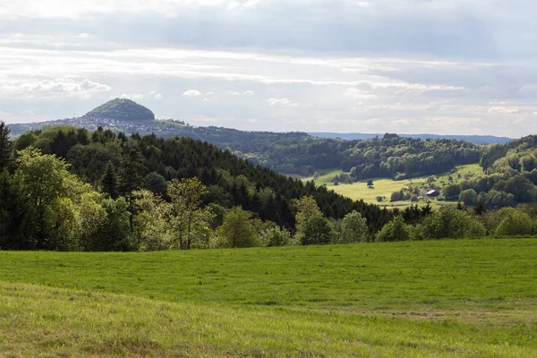 Gröna Landskap Våren Vid Södra Tyskland Landsbygden Nära Staden München — Stockfoto