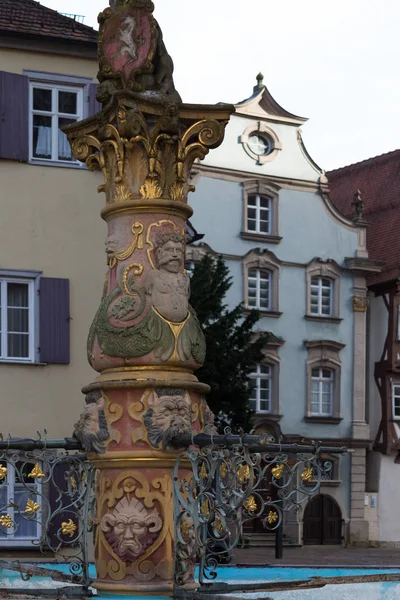 Una Città Storica Nella Germania Meridionale Facciate Statue Ornamenti Dettagliati — Foto Stock