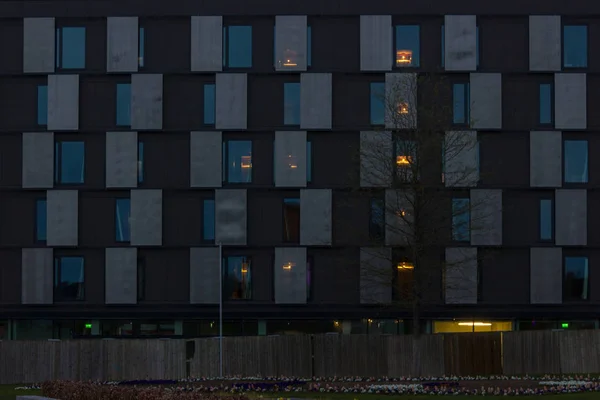 Fachada Del Edificio Hora Puesta Del Sol Alemania — Foto de Stock