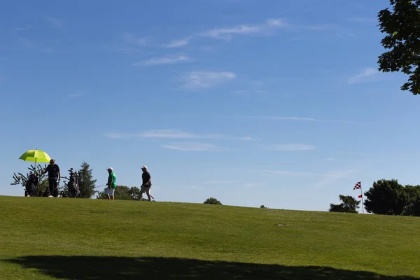 Nagyon Napos Dél Németország Júniusban Látod Golf Pályák Zöld Játékosok — Stock Fotó