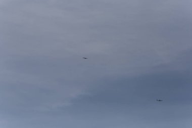 Haziran ayında Güney Almanya çok güneşli bir günde kuş uçuş mavi renk gökyüzü havada görmek