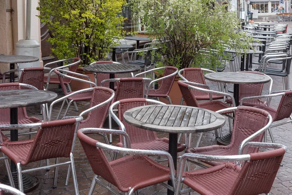 Détails Café Plein Air Par Temps Pluie Dans Sud Allemagne — Photo