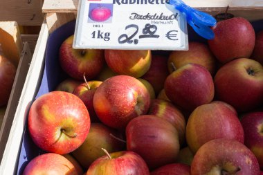 Ekim'de bir sonbahar günü güney Almanya Münih şehir yakınındaki kırsal kırsal ve stuttgart yerel haftalık piyasada taze meyve