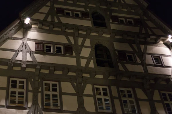 Fából Készült Keret Windows Lámpák Fények Október Este Déli Németország — Stock Fotó