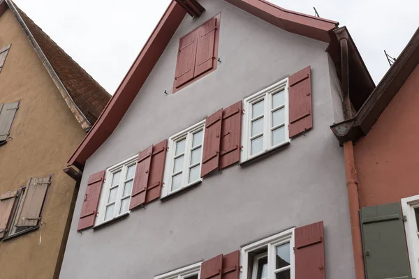 Einer Historischen Stadt Bayern Süddeutschland Sind Sommer Alte Fachwerkhäuser Mit — Stockfoto