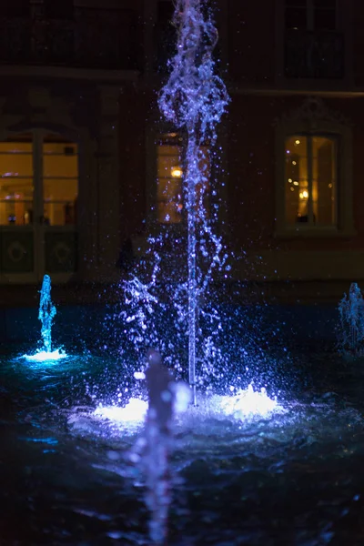 Colorful Water Fountain Night Park Historical City South Germany Beginning — Stock Photo, Image