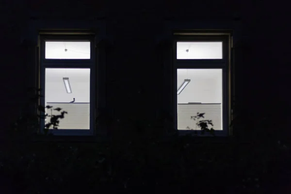 Исторические Фасады Окна Лампами Огнями Ночь Октябрь Южной Германии Города — стоковое фото