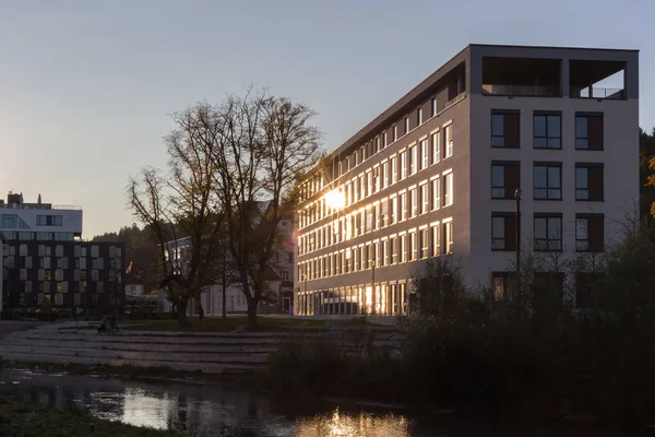 Architektura Detaily Fasád Budov Historickém Městě Jižního Německa Říjnu Podzimní — Stock fotografie