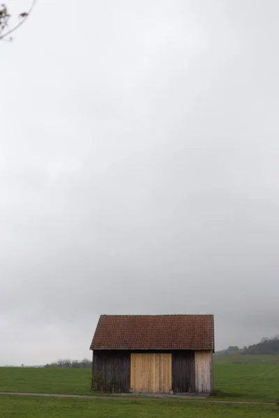 Landschaft Mit Sichtbarem Horizont Einem Nebligen Novembertag Mit Indischen Herbstfarben — Stockfoto